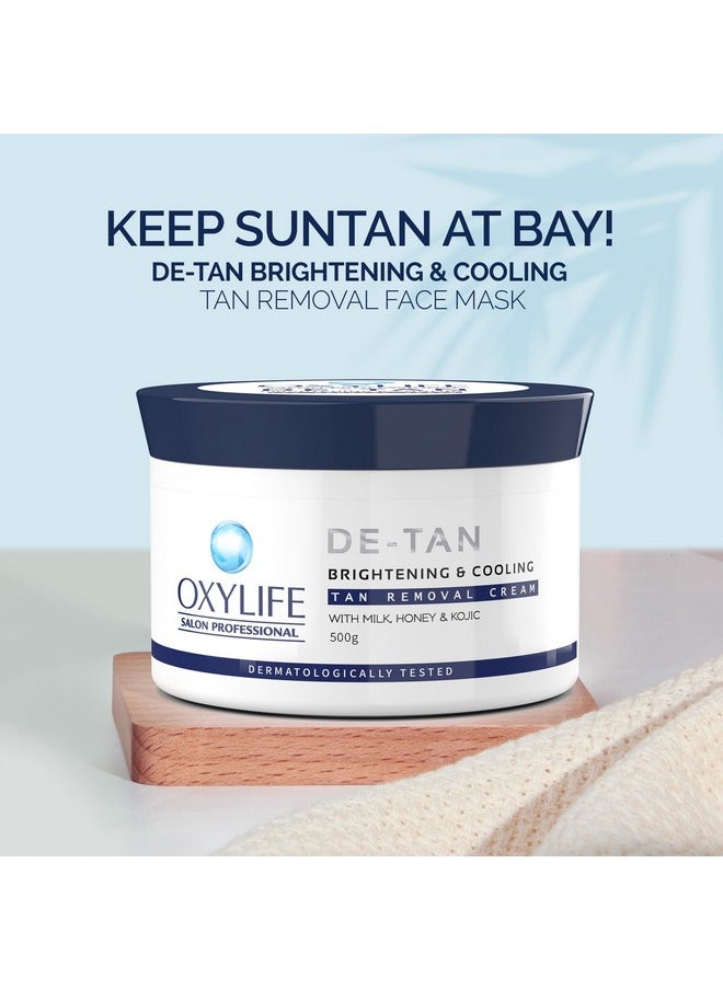 OxyLife - Salon Professional Detan Brightening & Lightening Tan Removal Pack - 500G | Instant Tan Removal & Sun Protection | With Milk, Honey & Kojik | Dermatologically Tested | Instant & Long Lasting Glow | For All Skin Types - Image 1