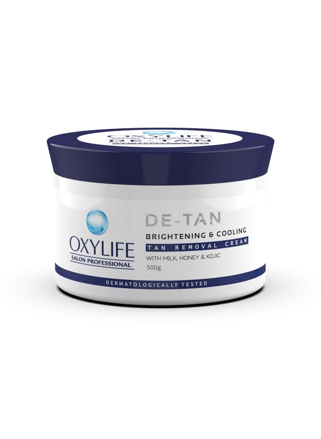OxyLife - Salon Professional Detan Brightening & Lightening Tan Removal Pack - 500G | Instant Tan Removal & Sun Protection | With Milk, Honey & Kojik | Dermatologically Tested | Instant & Long Lasting Glow | For All Skin Types - Image 1