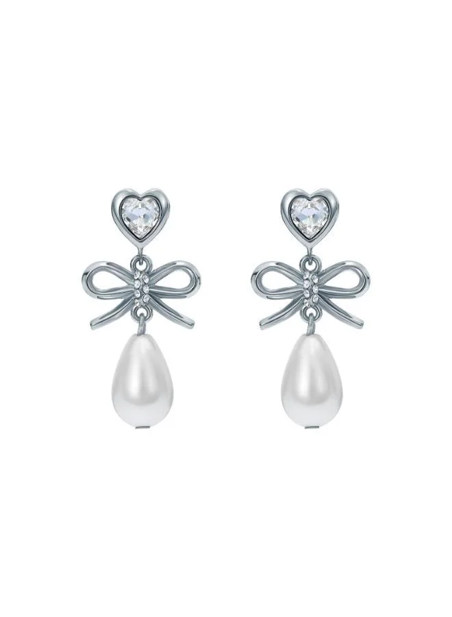 تيد بيكر IVY: Icon Charm Heart Bow Pearl Drop Earrings