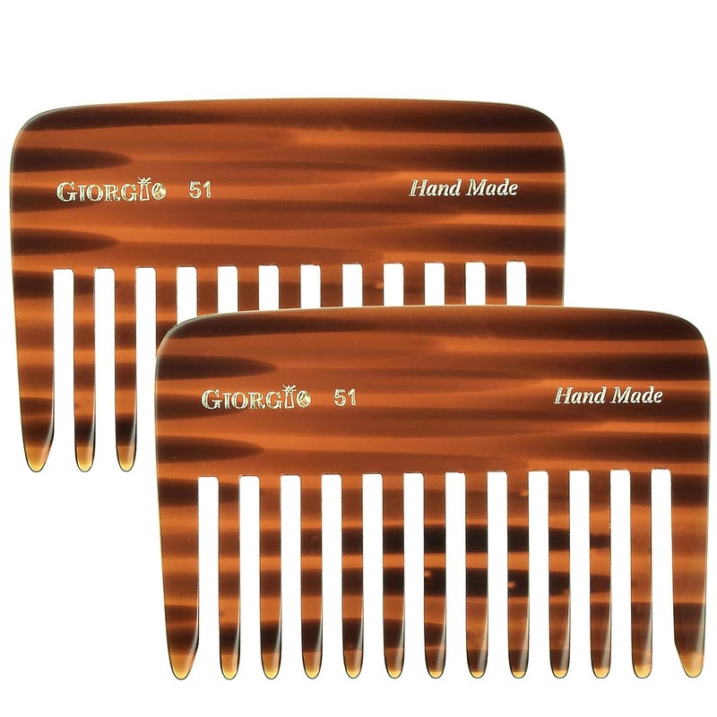 Giorgio G51 Wide Tooth Combs for Women Detangling Comb Wide Teeth Pocket Comb for Thick Curly Wavy Hair Hair Detangler Comb For Wet and Dry Everyday Care Handmade SawCut and Hand Polished 375
