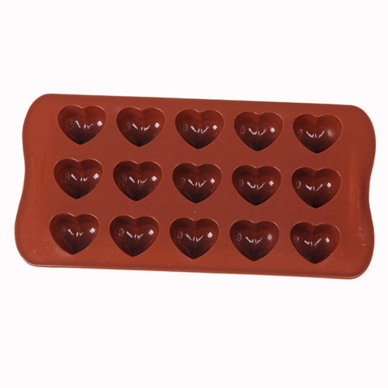 GLAMAXY Glamaxy Silicon 15 Cavity Sea Shell Brown Chocolate Mould Ice Mould Chocolate Decorating Mould Pack of 1 Heart Mould - Image 2
