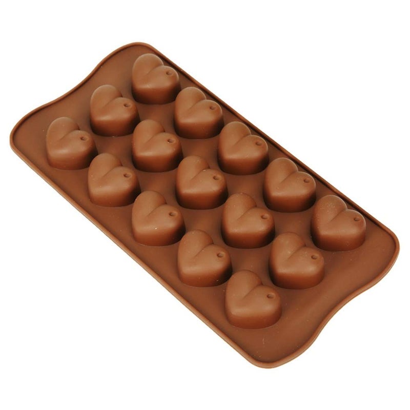 GLAMAXY Glamaxy Silicon 15 Cavity Sea Shell Brown Chocolate Mould Ice Mould Chocolate Decorating Mould Pack of 1 Heart Mould - Image 1