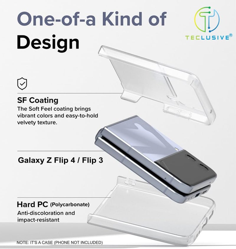 T TECLUSIVE Slim Hard Transparent Case Cover Compatible for Galaxy Z Flip 3 | Shockproof Protective Crystal Clear Cover with Camera Protection for Galaxy Flip 3 - Image 2