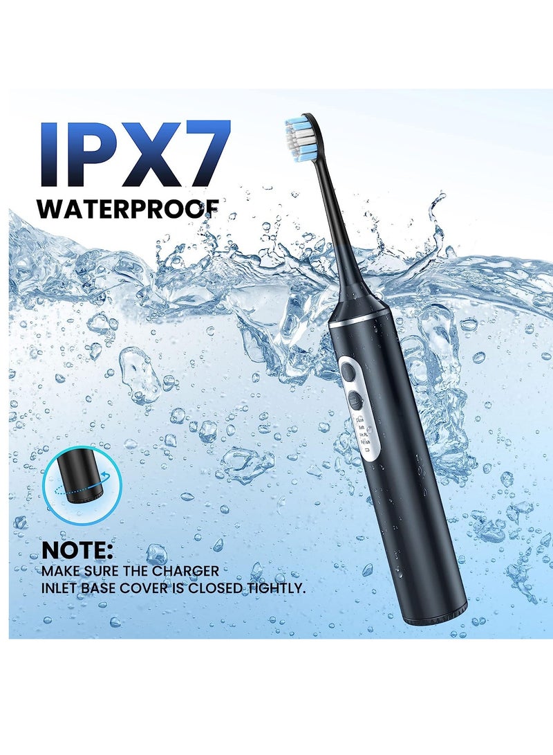 Water Dental Flosser with Electric Toothbrush, One Switch Between Tooth Brush and Water Floss, 3 in 1 Teeth Cleaning Kit with 4 Modes, Water Flosser Portable for Travel and Home (Black) - Image 5