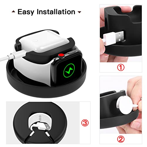 MoKo Travel Case Compatible with Apple Watch Series 11/10/9/8/7/6/5/4/3/2/1/SE3/SE2/SE,Portable Protective Storage Bag Fit iWatch Stand and Airpods 2 & 1 Charging Case Station Dock,Taro Purple - Image 3