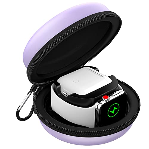 MoKo Travel Case Compatible with Apple Watch Series 11/10/9/8/7/6/5/4/3/2/1/SE3/SE2/SE,Portable Protective Storage Bag Fit iWatch Stand and Airpods 2 & 1 Charging Case Station Dock,Taro Purple - Image 1