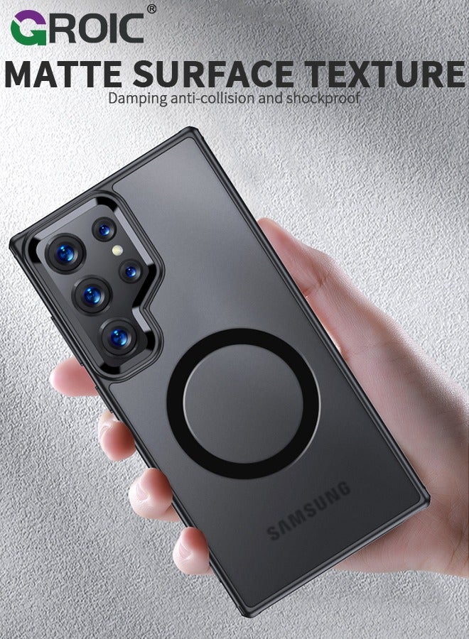 GROIC Samsung Galaxy S24 Ultra Clear Phone Case Compatible with MagSafe, Crystal Clear Slim Fit Thin Transparent Rugged Bumper Phone Cover Built-in Magnetic Ring Heavy Duty Shockproof  - Image 2