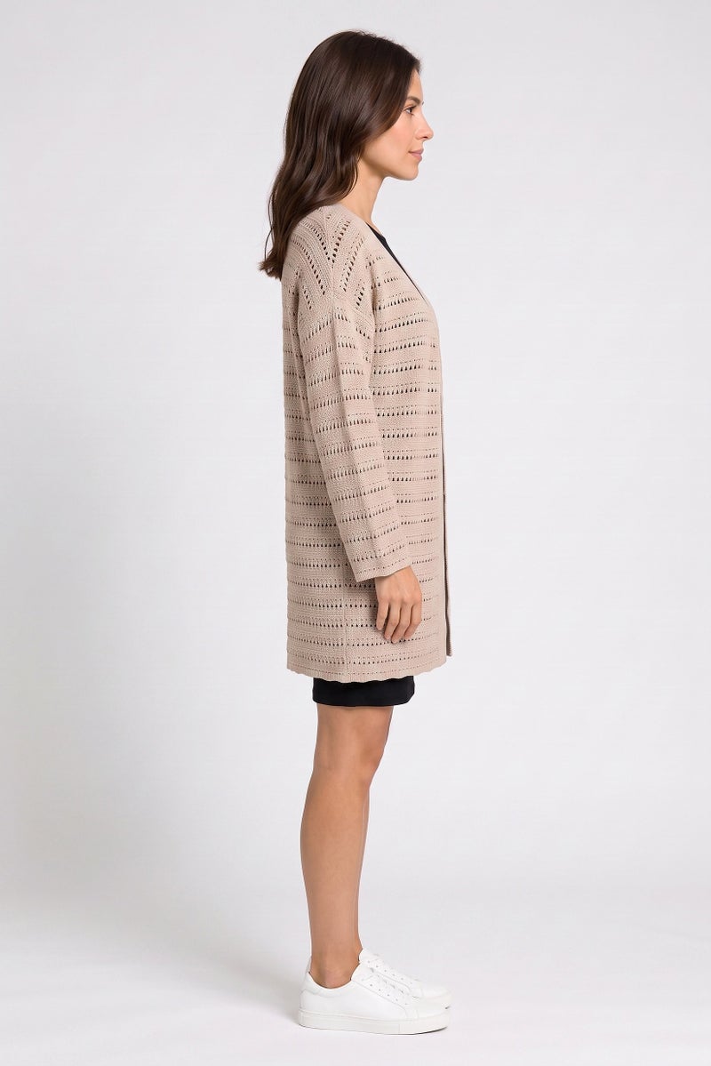 Threadbare Women Long Sleeve Knitted Cardigans, Dark Beige - Image 3