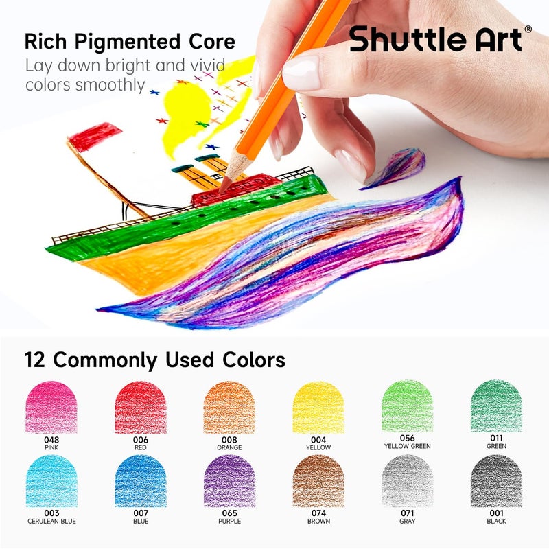 Shuttle Art Colored Pencils Bulk, 408 Pack Coloring Pencil Set Plus 20 Sharpeners, 12 Assorted Colors, Classroom Pack School Supplies - Image 5