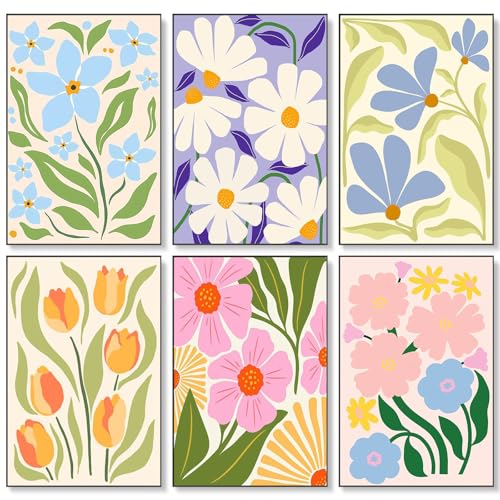 Fountor 6 Pack Paint by Numbers Kit for Adults Beginner Easy Flowers Adult Paint by Number Kits on Canvas Without Frame Flower Oil Painting by Numbers for Home Decor Gift 8 W x 12L - Image 1