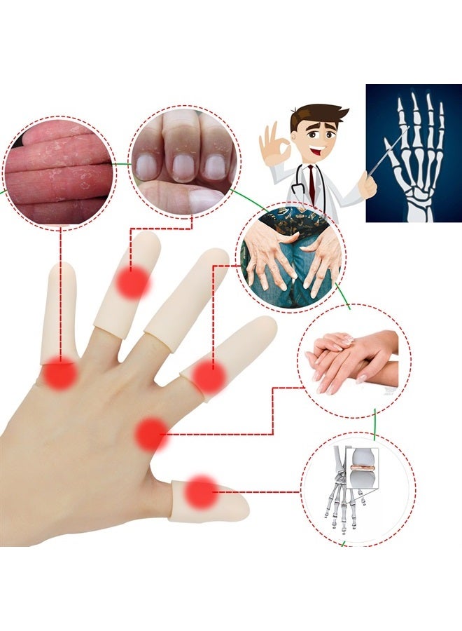 Pnrskter Gel Finger Cots, Finger Protector Support(14 PCS) NEW MATERIAL Finger Sleeves Great for Trigger Finger, Hand Eczema, Finger Cracking, Finger Arthritis and More. (10pcs Long + 4pcs Short) - Image 2