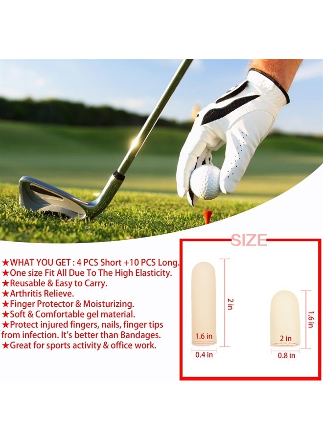 Pnrskter Gel Finger Cots, Finger Protector Support(14 PCS) NEW MATERIAL Finger Sleeves Great for Trigger Finger, Hand Eczema, Finger Cracking, Finger Arthritis and More. (10pcs Long + 4pcs Short) - Image 4