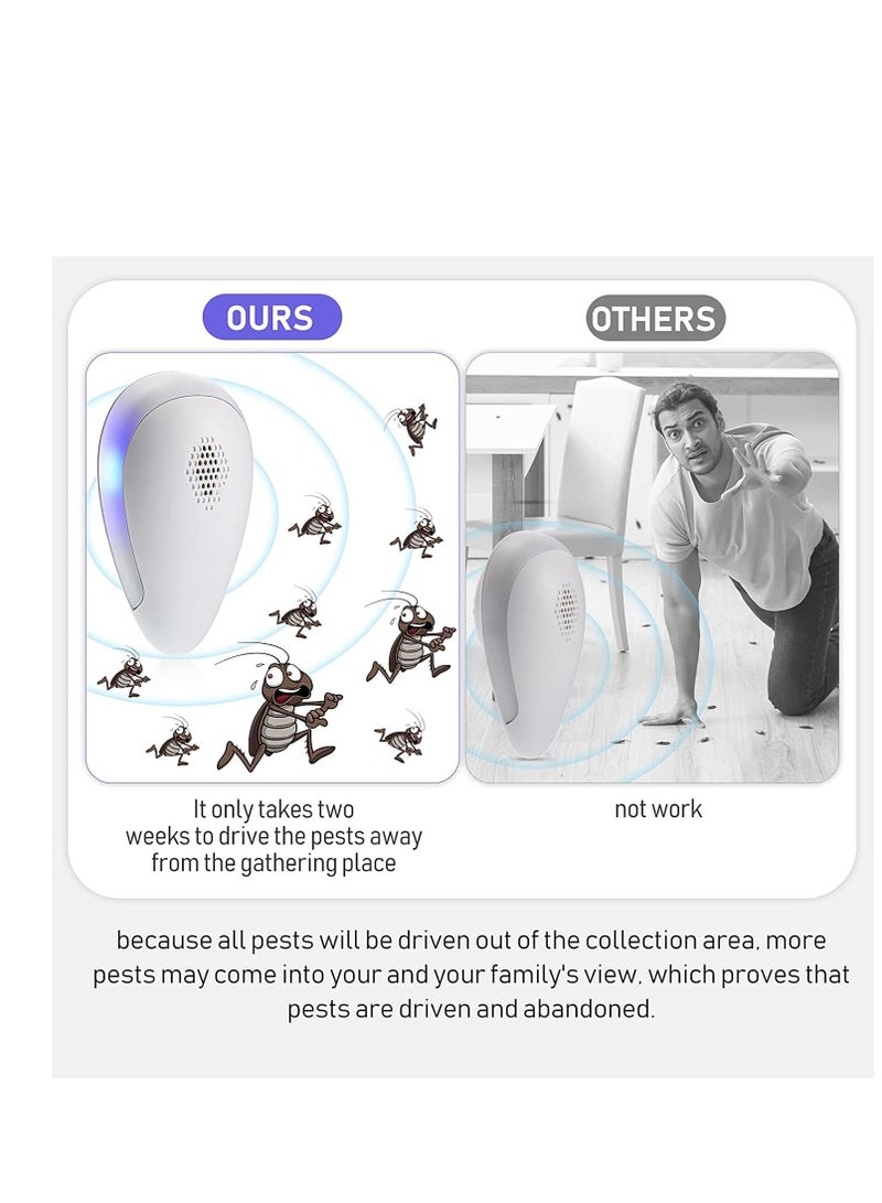 SOLARAE Ultrasonic Small Animal Repeller Electronic White Ant Fly Quiet Cockroach Repellent Device Control for Living Room Garage Office Hotel, for Rats, Roaches Mosquitoes 4 Pack - Image 4