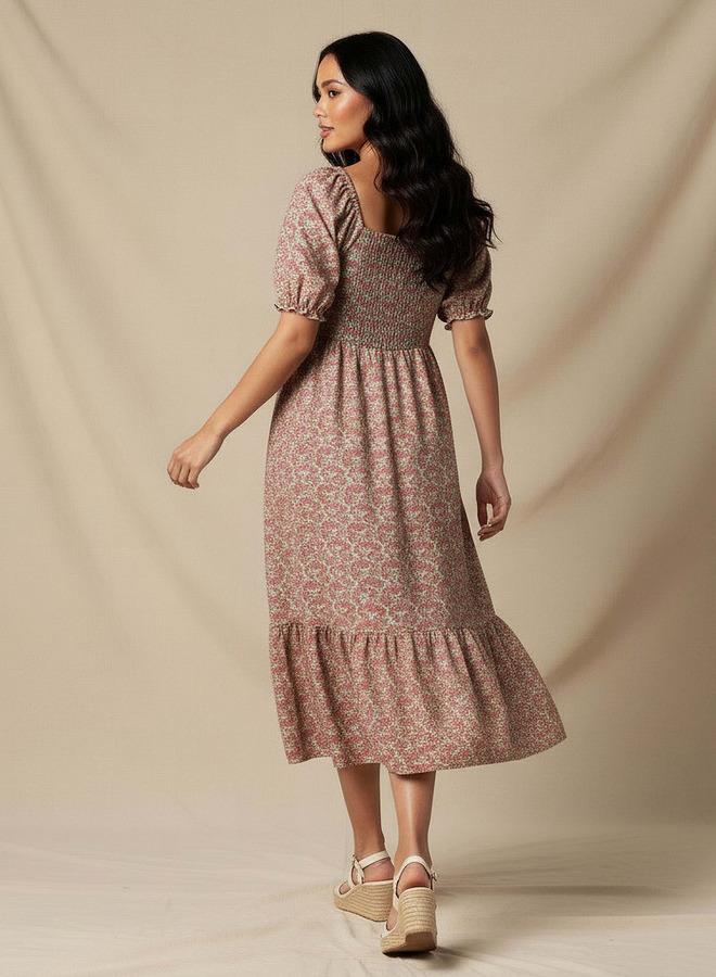 Splash FAV Floral Print Midi Dress with Square Neck - Image 3