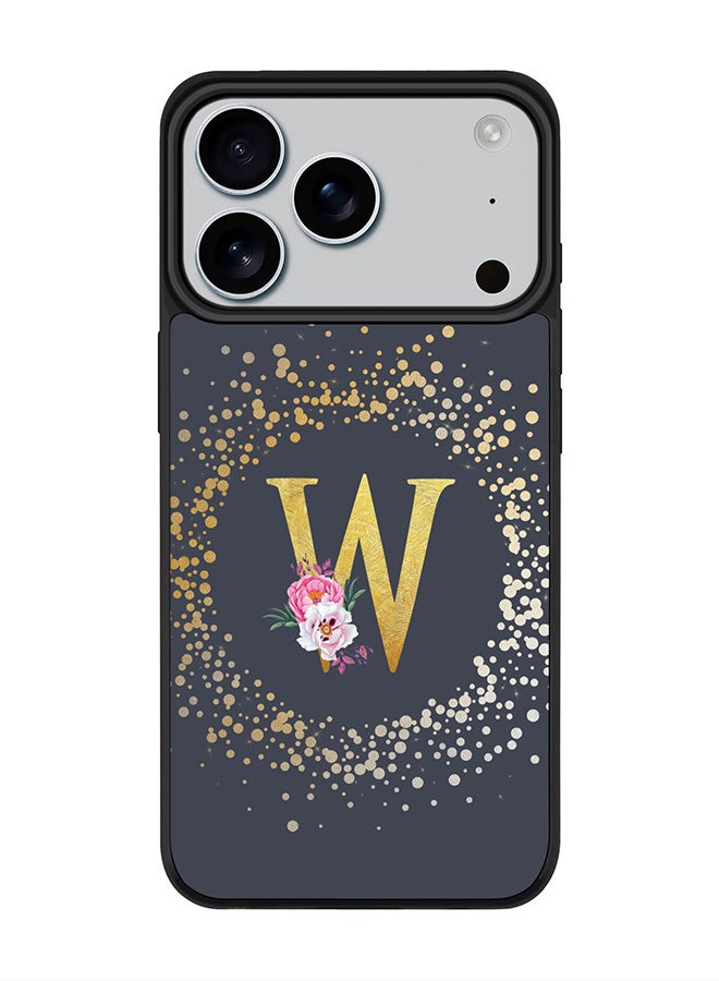 Stylizedd iPhone 17 Pro Case, [Compatible with MagSafe] Slim Magnetic cover Phone Case iPhone 17 Pro -Custom Monogram Floral - W  (Grey ) - Image 1