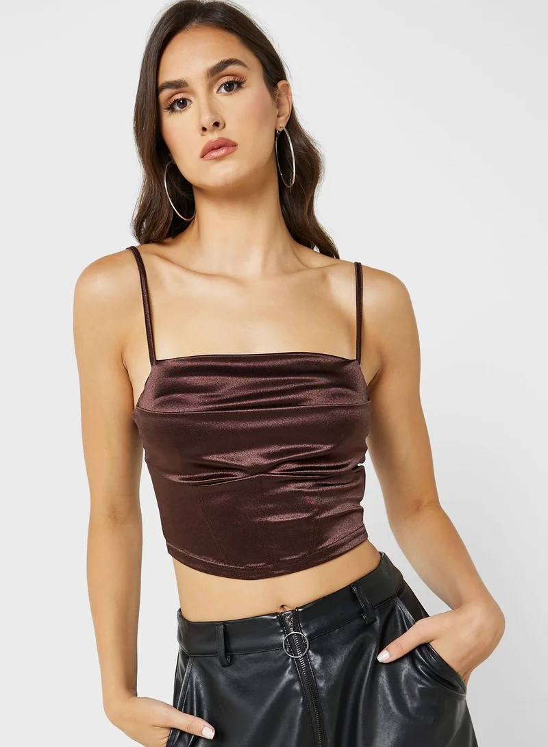 Ginger Satin Ruched Cami Top
