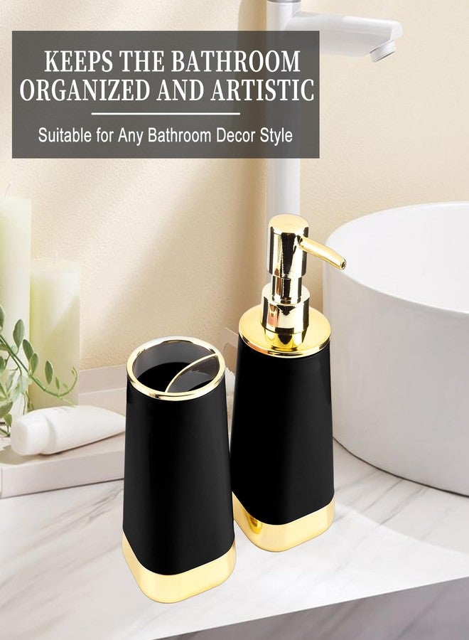 RRM Bathroom Accessories Set, 2Piece Black and Gold Bathroom Accessories Include Soap Dispenser and Toothbrush Holder for Modern Bathroom Decor - Image 3