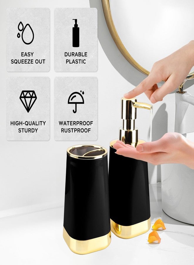 RRM Bathroom Accessories Set, 2Piece Black and Gold Bathroom Accessories Include Soap Dispenser and Toothbrush Holder for Modern Bathroom Decor - Image 5