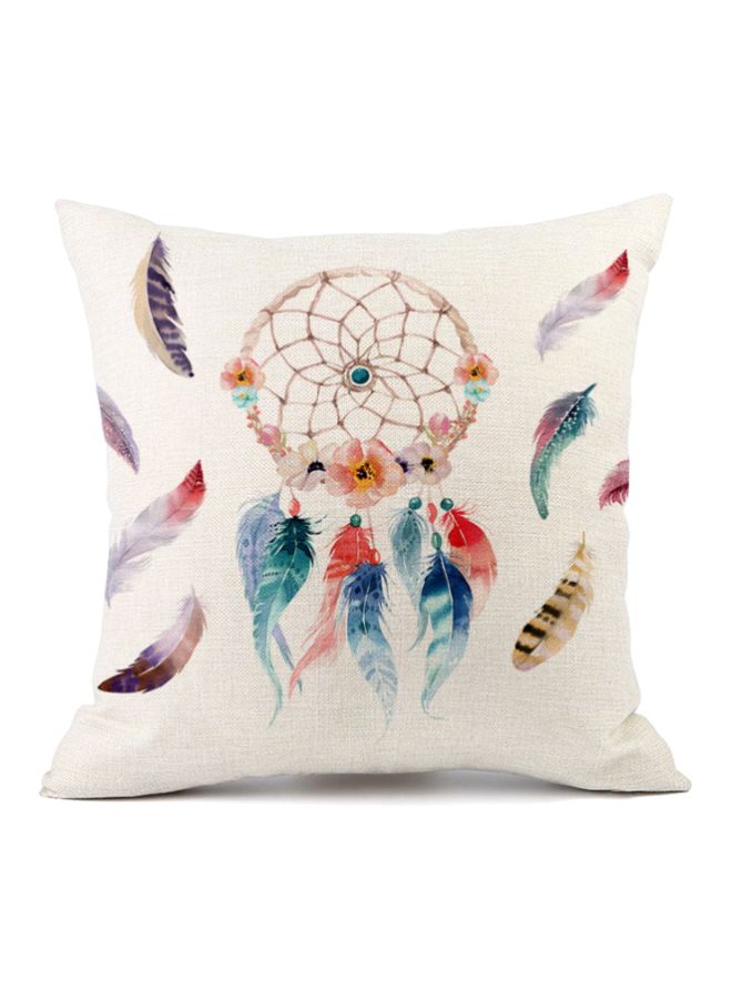 Dream Catcher Printed Cushion Cover Beige/Pink/Blue 45x45cm