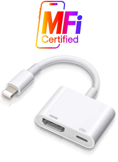 Lightning to HDMI,Apple MFi Certified Lightning to Digital AV Adapter,1080P Audio & 4K Video HDMI Sync Screen Connector with Charging Port for iPhone 11/XS/XR/X/8 7, iPad on HD TV/Monitor/Projector