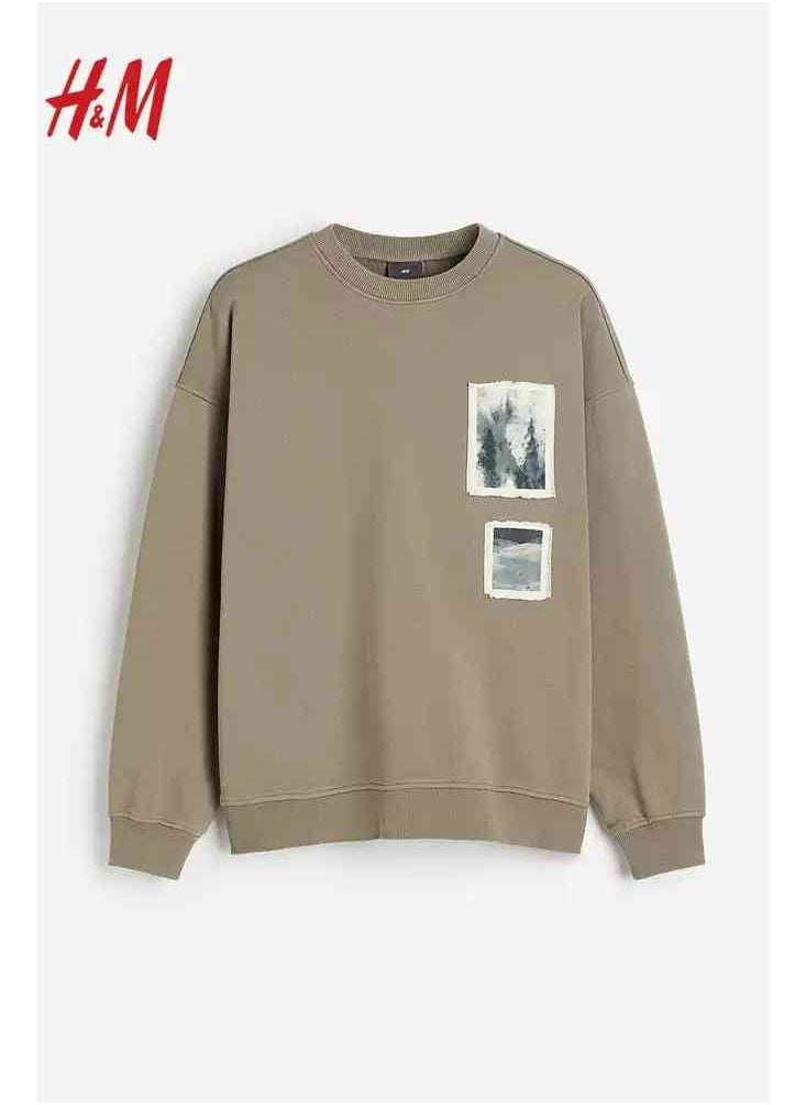 H and M - HM New Fashionable Casual Round Neck Loose American Long Sleeved Sweatshirt - Image 1