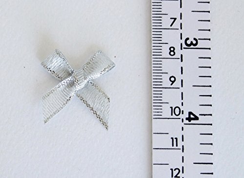 ICRAFY 100 Assorted Smallest Gold & Silver Ribbon Bows Size 20 mm. Tiny Embellishment Craft Artificial Applique Wedding - Image 3