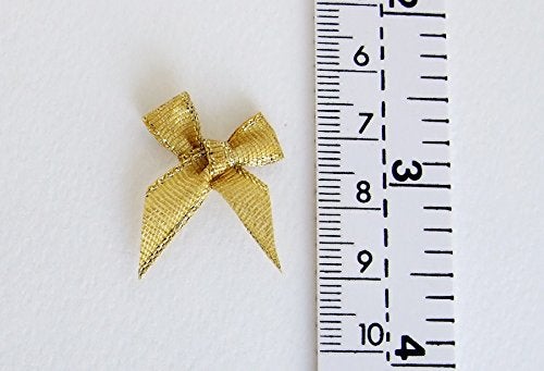 ICRAFY 100 Assorted Smallest Gold & Silver Ribbon Bows Size 20 mm. Tiny Embellishment Craft Artificial Applique Wedding - Image 2