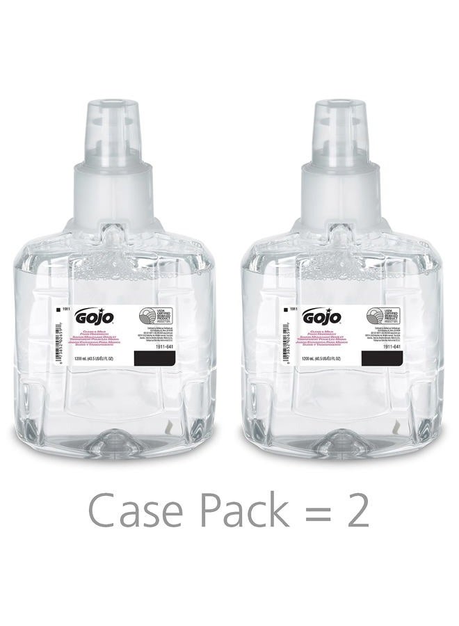 Gojo Clear & Mild Foam Handwash, EcoLogo Certified, 1200 mL Foam Hand Soap Refill LTX-12 Touch-Free Dispenser (Pack of 2) - 1911-02 - Image 2