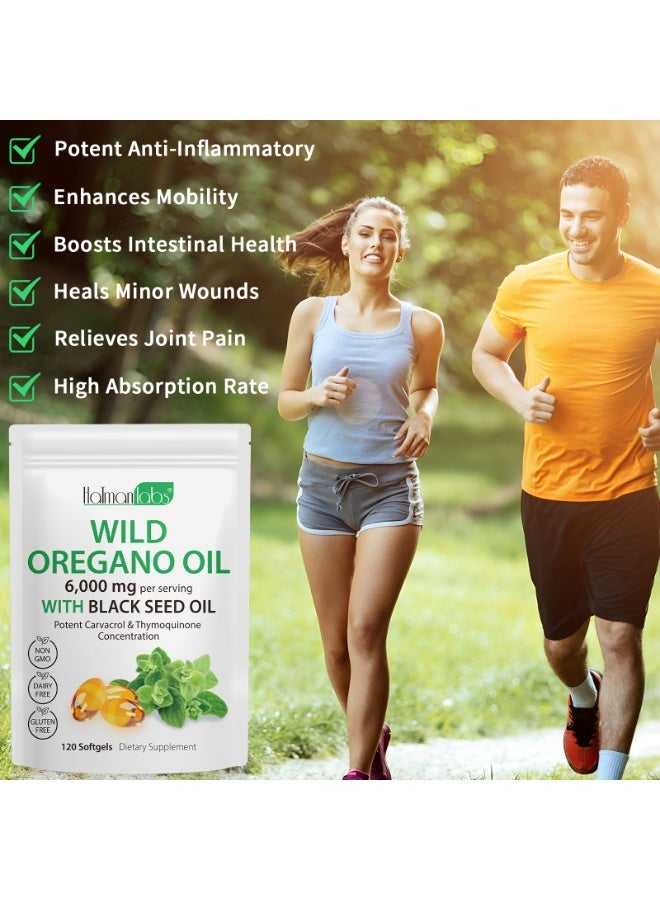 HATMANLABS 120 قطعة من كبسولات زيت الأوريجانو الطري مع زيت الحبة السوداء 6000 ملغ لكل حصة زيت الأوريجانو - Image 4