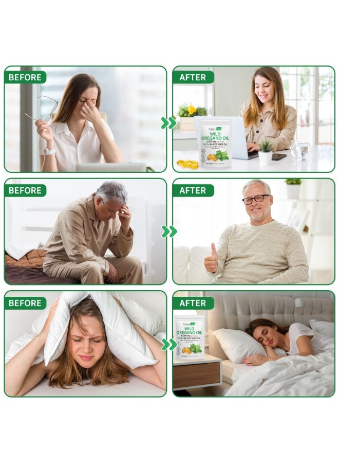 HATMANLABS 120 قطعة من كبسولات زيت الأوريجانو الطري مع زيت الحبة السوداء 6000 ملغ لكل حصة زيت الأوريجانو - Image 3