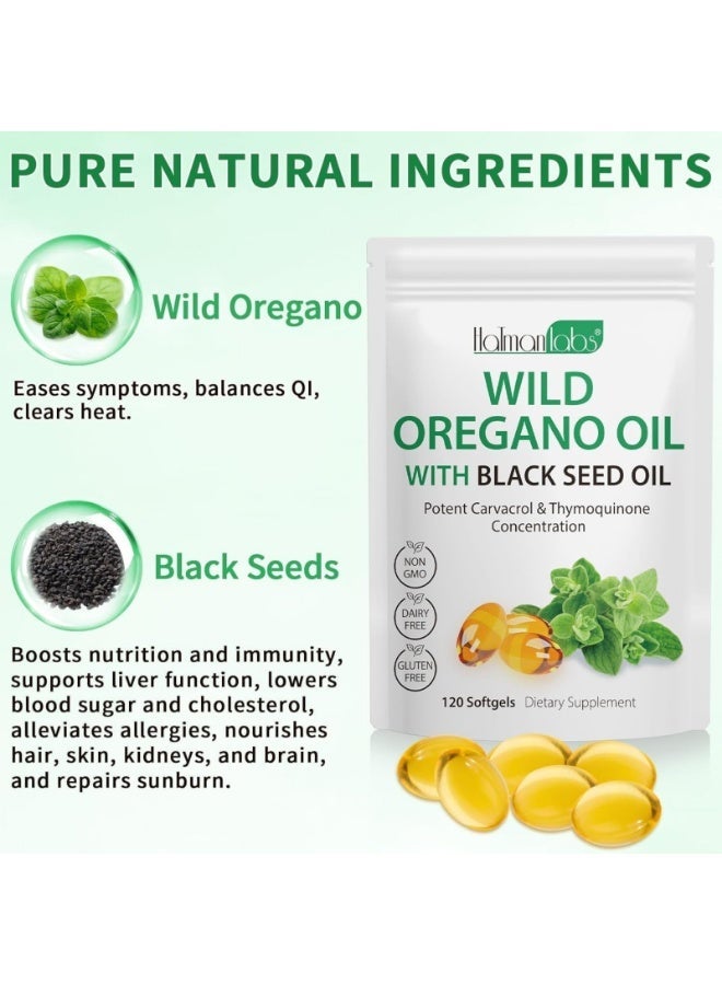 HATMANLABS 120Pcs Wild Oregano Oil Softgels Oregano Oil Capsules with Black Seed Oil 6000mg per Serving Oil of Oregano - Image 2