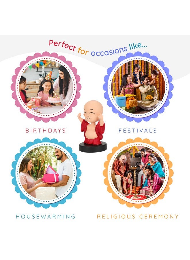 Webby Laughing Buddha Bobblehead Toys | Decoration Items for Home Décor, Car Dashboard, and Office Table| Goodluck Charm | God Statue for Festival | Diwali | Birthday Gift for Kids, Family and Friends - Image 3