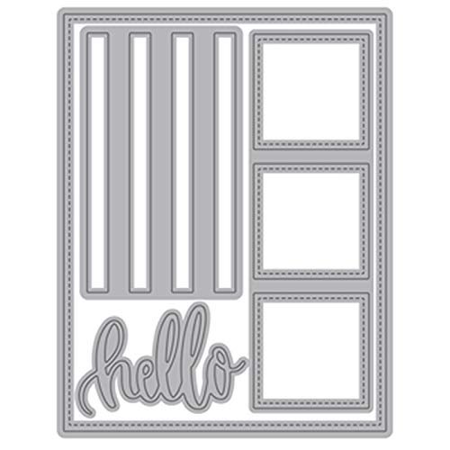 CYFUN DESIGN Hello Words Frame Background Metal Cutting Die for Card Making DIY Scrapbooking Embossing Stencil Diecuts Template Punch Mould Tool Scrpabook Photo Album Decorative Die Cutting Paper Crafts DIY Gifts 
