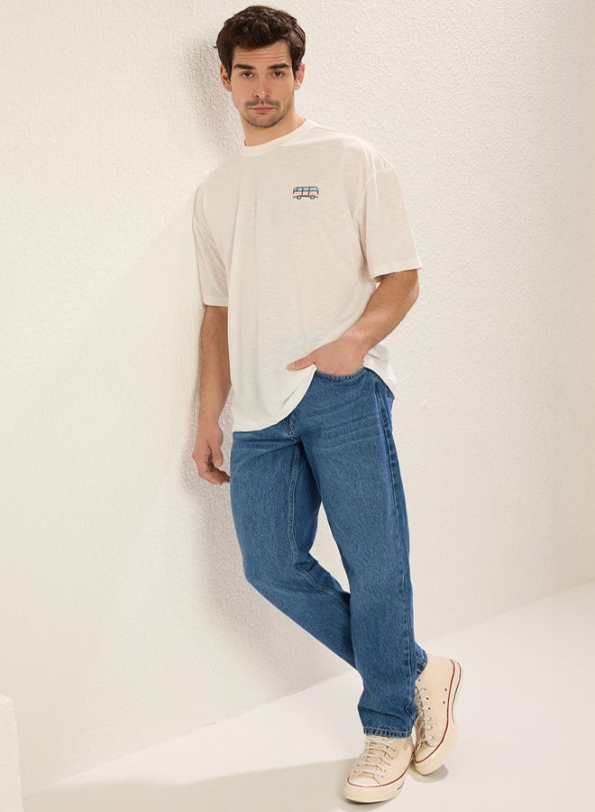 trendyol Medium blue 100% Cotton Essential Fit Jeans - Image 4