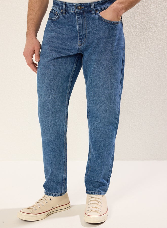 trendyol Medium blue 100% Cotton Essential Fit Jeans - Image 3