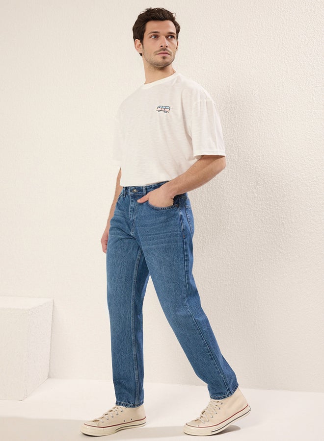 trendyol Medium blue 100% Cotton Essential Fit Jeans - Image 2