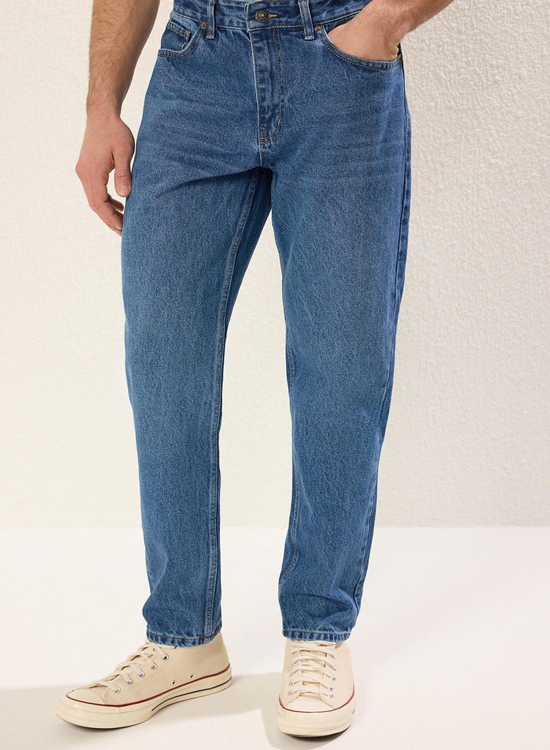 trendyol Medium blue 100% Cotton Essential Fit Jeans - Image 3