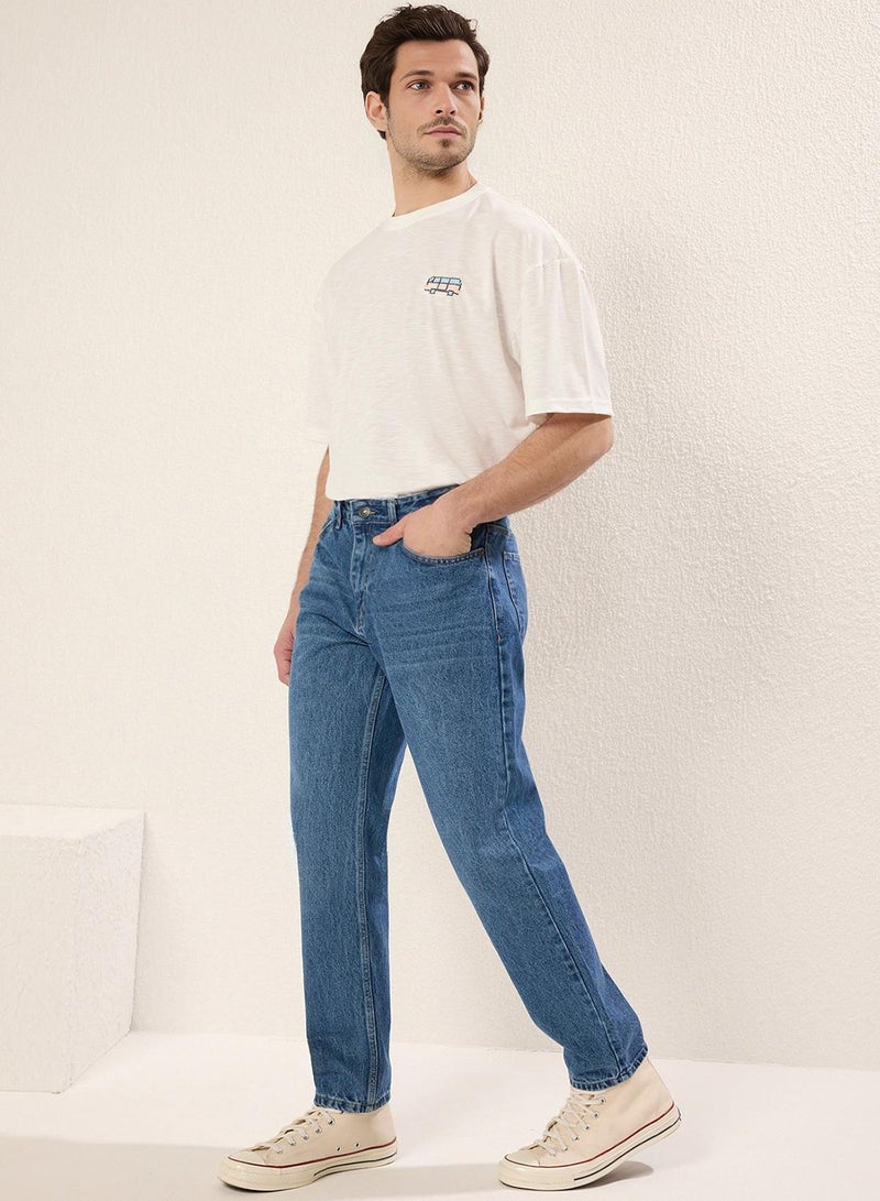 trendyol Medium blue 100% Cotton Essential Fit Jeans - Image 2