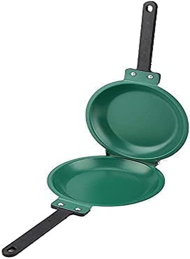 BYRM Double Sided Frying Pan, Omelet Maker Pan, Double Sided Non-Stick Ceramic Coating Frying Pan with Lid for Frying Eggs Pancakes for Home Kitchen Cookware Stovetop Disk with Handle - Image 5