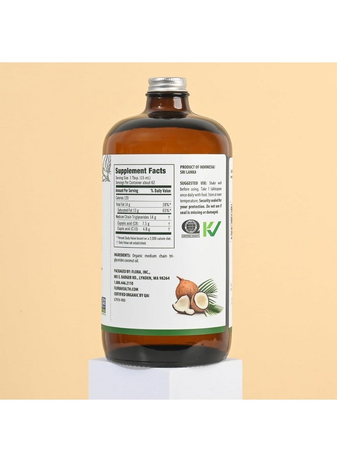 فلورا زيت MCT من Flora Health - مكمل عضوي - تعزيز طاقة الدماغ - أحماض C8 وC10 - كيتو، كوشير، غير معدل وراثيًا - جوز الهند 100% من مصادر أخلاقية - سائل، زجاجة زجاجية - 32 أونصة سائلة  - Image 2
