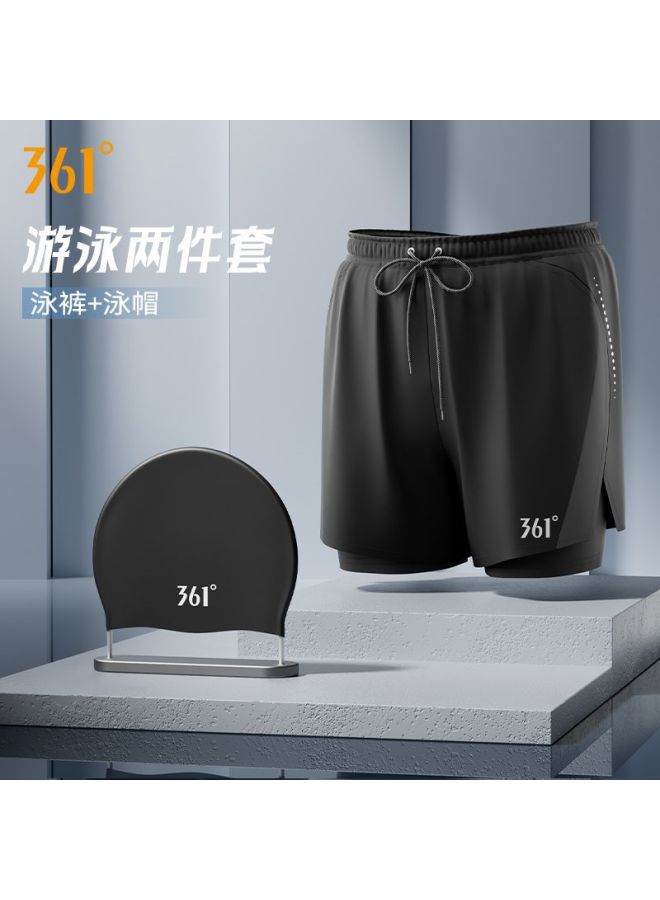 361 ° Swimming Trunks Men's Swimming Trunks Swimming Cap Swimming Goggles Three-piece Anti-embarrassment Beach Trunks Youth Swimming Equipment