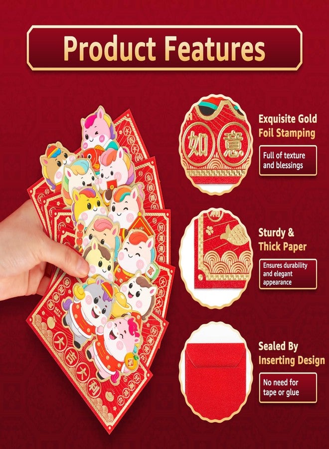 Easozoom 30PCS Cute Chinese Double layer Red Envelopes Lunar New Year Snake 2025 Hong Bao Red Pocket Packet Lucky Money Gift for Spring Festival Eve Party Supplies decorations, 6.9×3.5 Inch-HB3 - Image 2