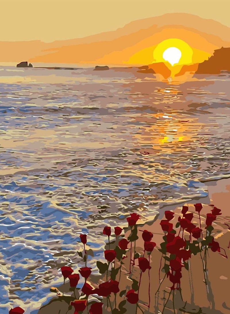 Excefore مجموعة الرسم بالأرقام للكبار، لوحة فنية على القماش مناسبة للمبتدئين، رسم أرقام سهل للأطفال والكبار، هوايات للنساء، بدون إطار، 16 × 20 بوصة - Image 1