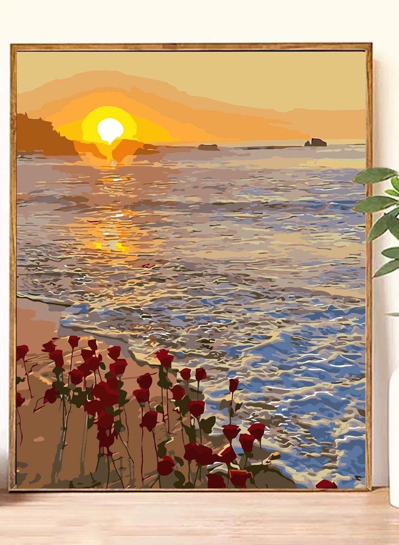 Excefore مجموعة الرسم بالأرقام للكبار، لوحة فنية على القماش مناسبة للمبتدئين، رسم أرقام سهل للأطفال والكبار، هوايات للنساء، بدون إطار، 16 × 20 بوصة - Image 2