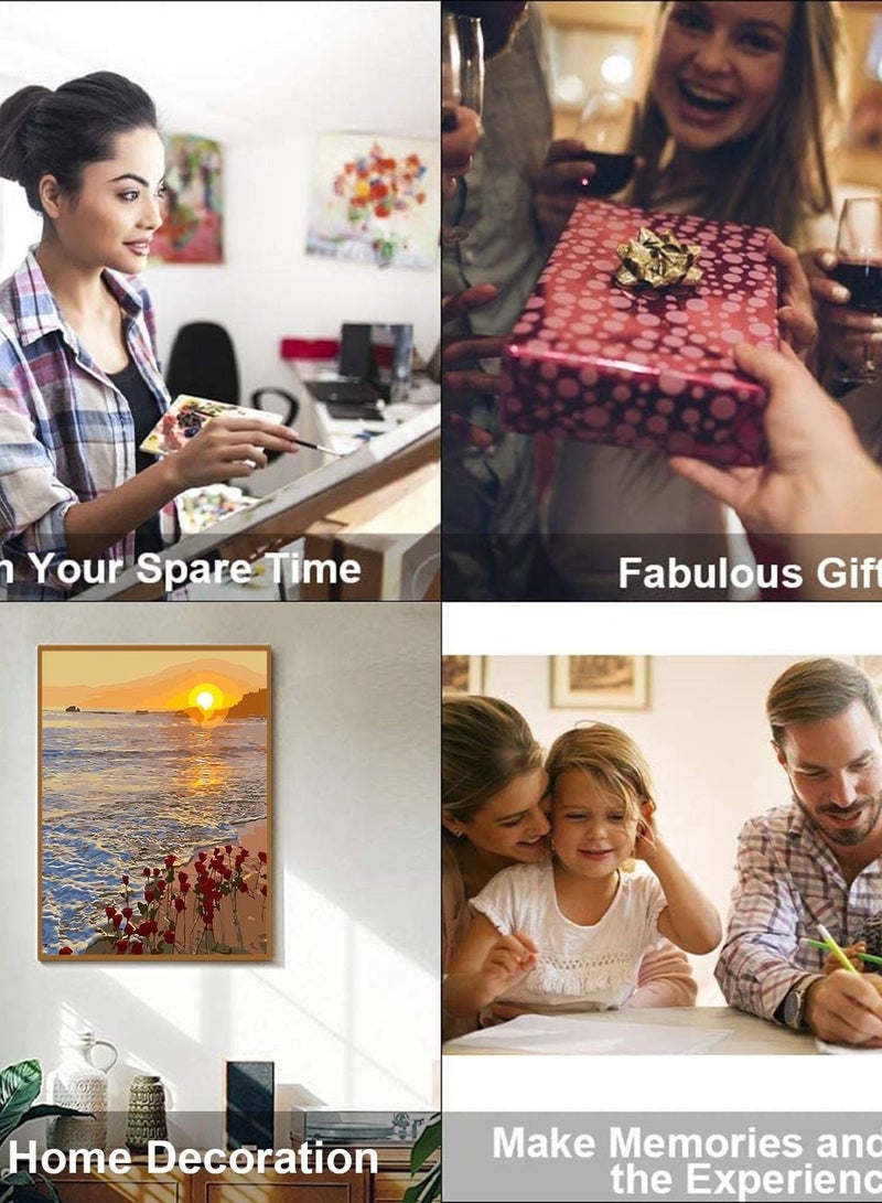 Excefore مجموعة الرسم بالأرقام للكبار، لوحة فنية على القماش مناسبة للمبتدئين، رسم أرقام سهل للأطفال والكبار، هوايات للنساء، بدون إطار، 16 × 20 بوصة - Image 5