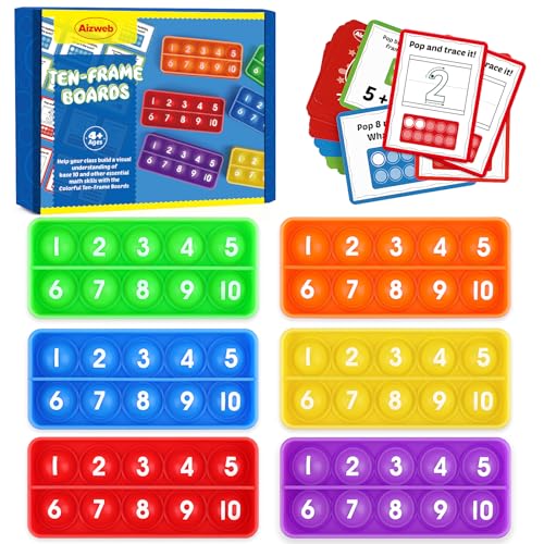 Aizweb TenFrame Math Manipulative for ElementaryCounting Number Math Games Montessori Educational Toy for Kindergarten Classroom Kids 3 4 5 Year Old Upgraded Version for 20 Task Cards - Image 1