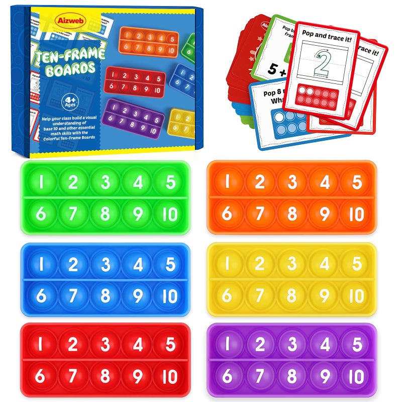 Aizweb TenFrame Math Manipulative for ElementaryCounting Number Math Games Montessori Educational Toy for Kindergarten Classroom Kids 3 4 5 Year Old Upgraded Version for 20 Task Cards - Image 4