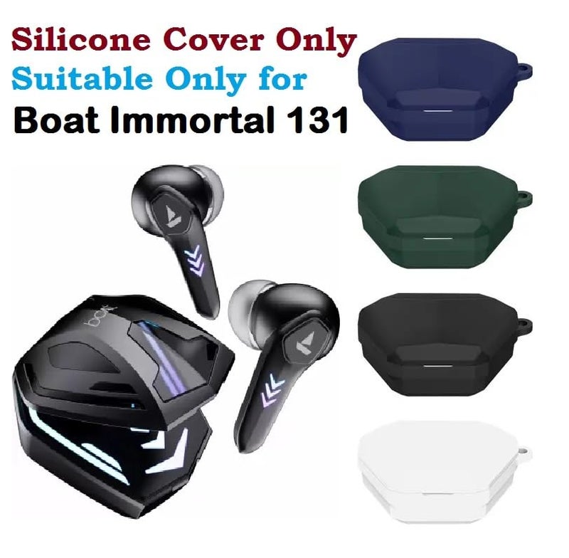 Printme Silicone Case Cover for Boat Immortal 131, 360 Degree Protective Silicone Earphone Cover, LED Visible, Anti Slip, with Keychain (Green) - Image 3