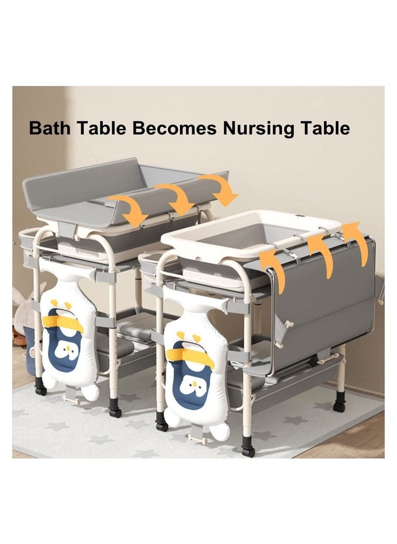 COOLBABY Portable Baby Changing Table Foldable Changing Table Dresser Changing Station for Infant Nursing Bath 2 in 1