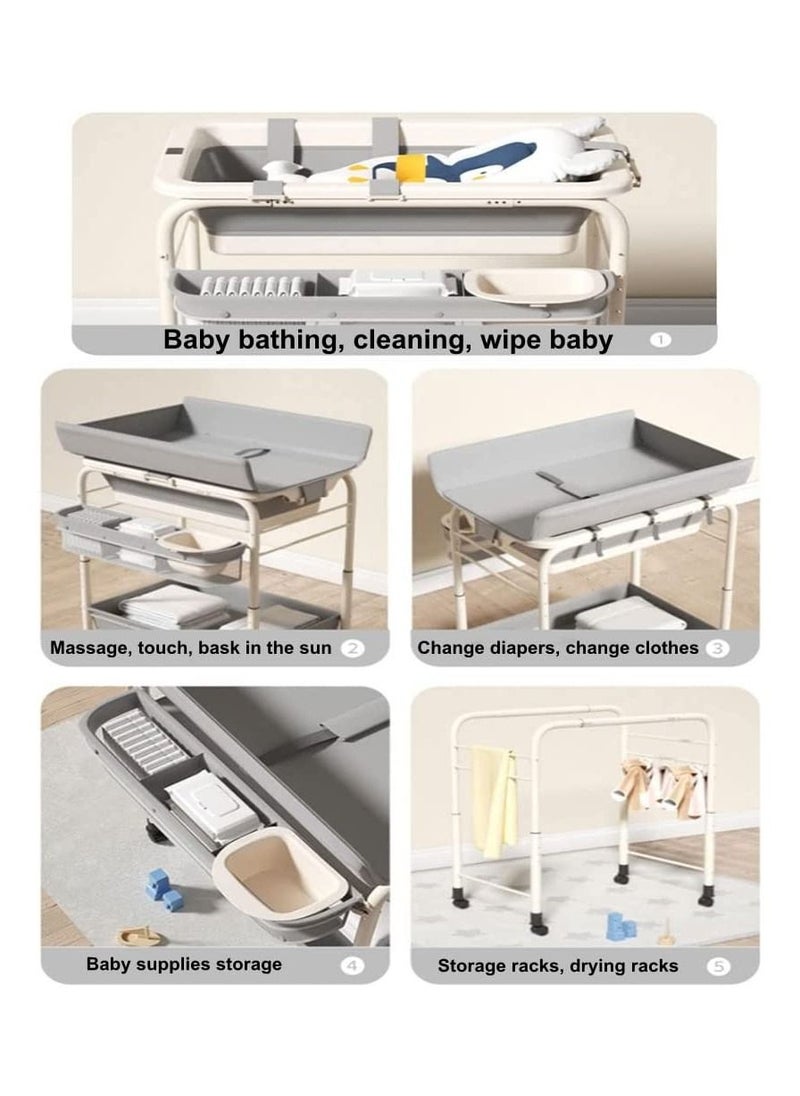 COOLBABY Portable Baby Changing Table Foldable Changing Table Dresser Changing Station for Infant Nursing Bath 2 in 1